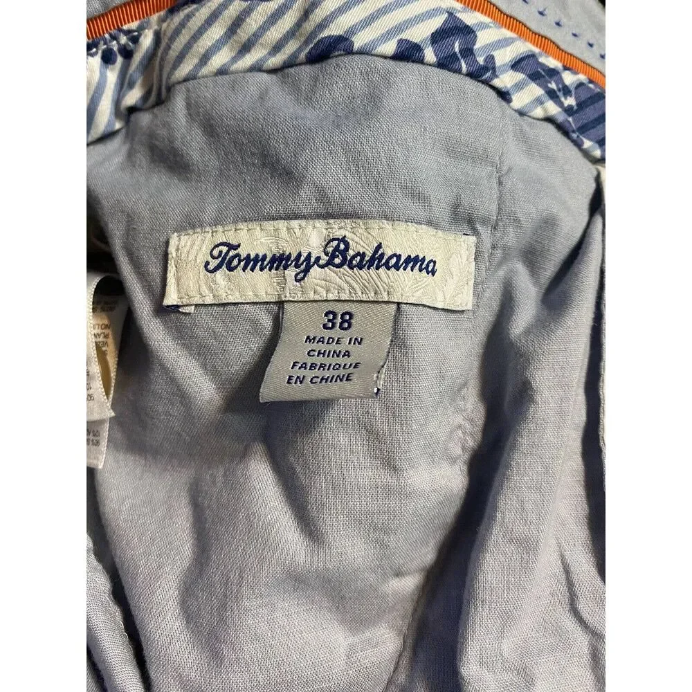 Tommy Bahama Mens Shorts Chino Deck 38 Cotton Blend Flat Front Gray Heather